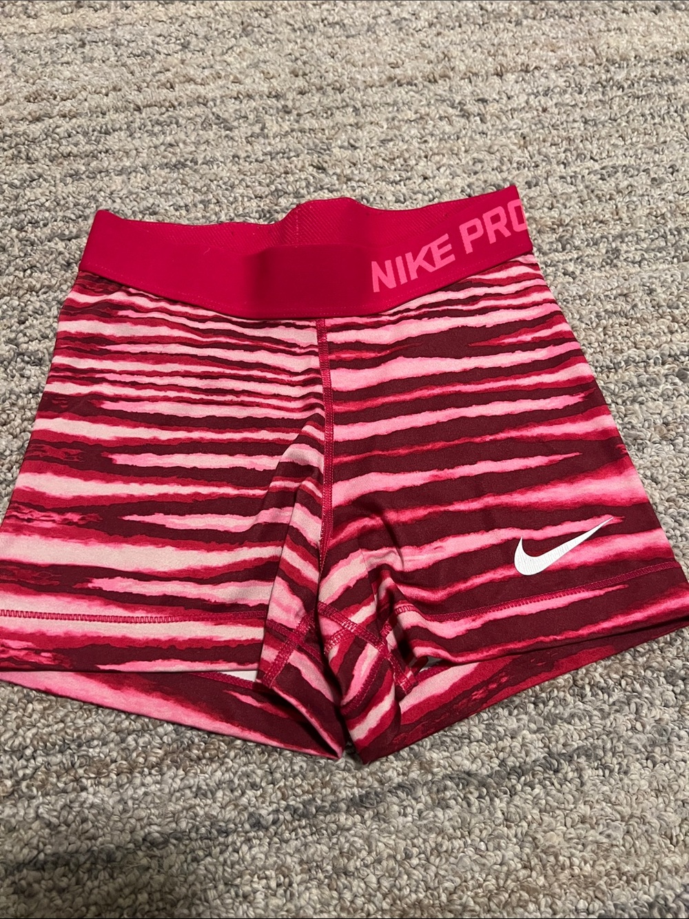 Nike Pro Women’s Pink and Dark Pink Striped Shorts